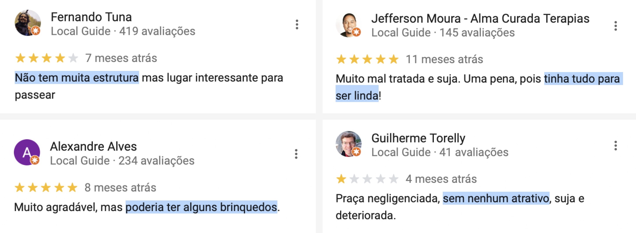 print de reviews no google maps