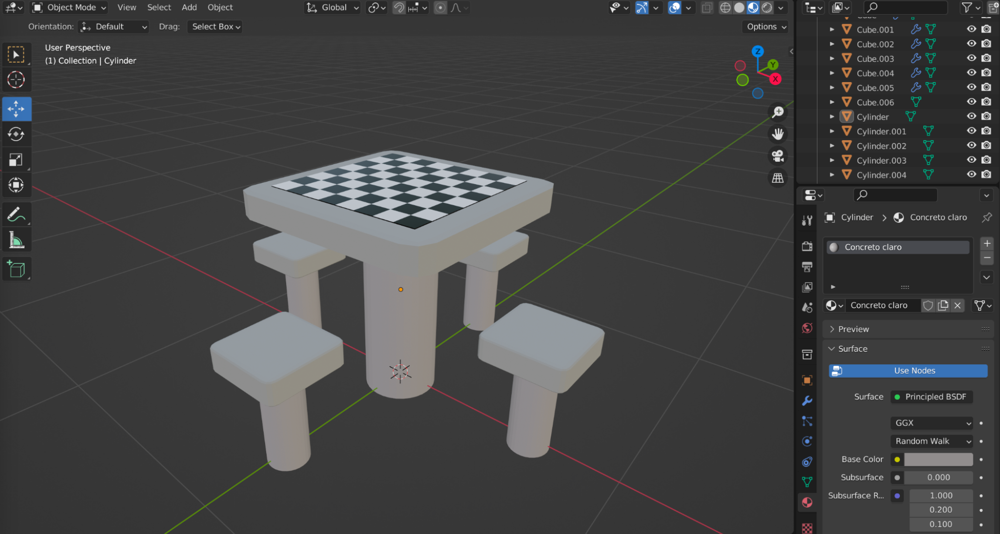 mesa de xadrez no blender