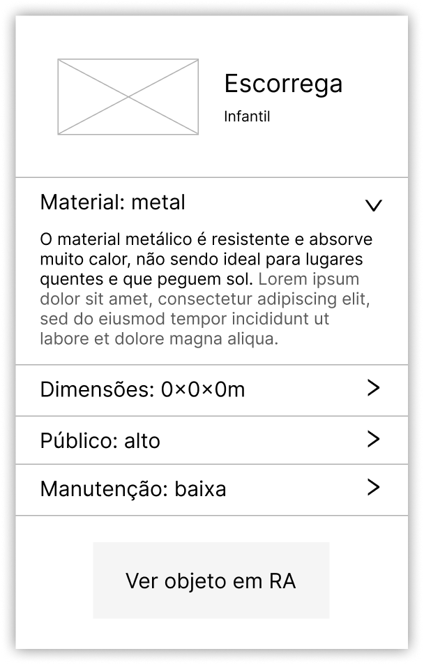 ficha de informações de mobília